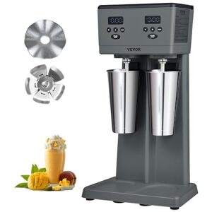 vevor milkshake maker, 375w x 2 electric milkshake machine, commercial double heads drink mixer blender, led intelligent microswitch, 3-speed milkshake mixer with 2 x 820 ml stainless steel cups