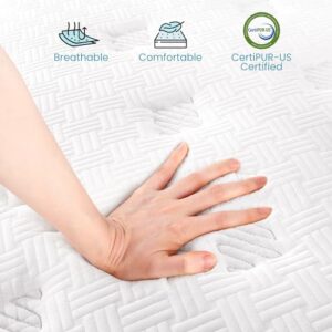 TeQsli King Mattress 12 inch Hybrid Mattress with Gel Memory Foam Innerspring Mattress in a Box for Pressure Relief & Cooling Sleep King Size Mattress, 100 Nights Trial