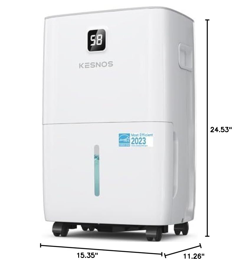 Kesnos 80 Pints Energy Star Dehumidifier for Home & Basement with Drain Hose, Front LED Display and 1.06 Gal Water Tank, Ideal for Spaces up to 5,500 Sq. Ft., Featuring Auto Defrost & Timer Function