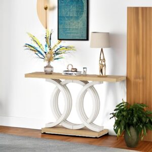 Tribesigns 55 in Console Table with Geometric Base, Modern Hallway Table, Wooden Entryway Table, Foyer Sofa Table, Unique Long Accent Table for Decoration and Organization (White) Brand