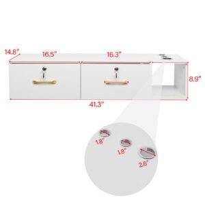 ELEMENT ACE Wall-Mounted Salon Cabinets, Floating Shelf with Drawers for Barbershop, Wall-Hung Tables, Floating Storage Console with Drawers Stylish MDF Design for Salons, Bathrooms, Bedrooms White