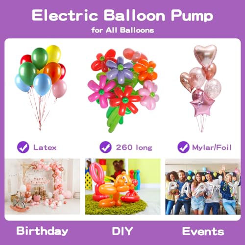 Keaibuding Balloon Pump Electric 3-in-1 Portable Air Pump for Inflatables and Balloons, Fast Inflation for 260q Foil Mylar Latex Double-Stuffed Balloons, Inflator Deflator for Pool Floats Air Bed