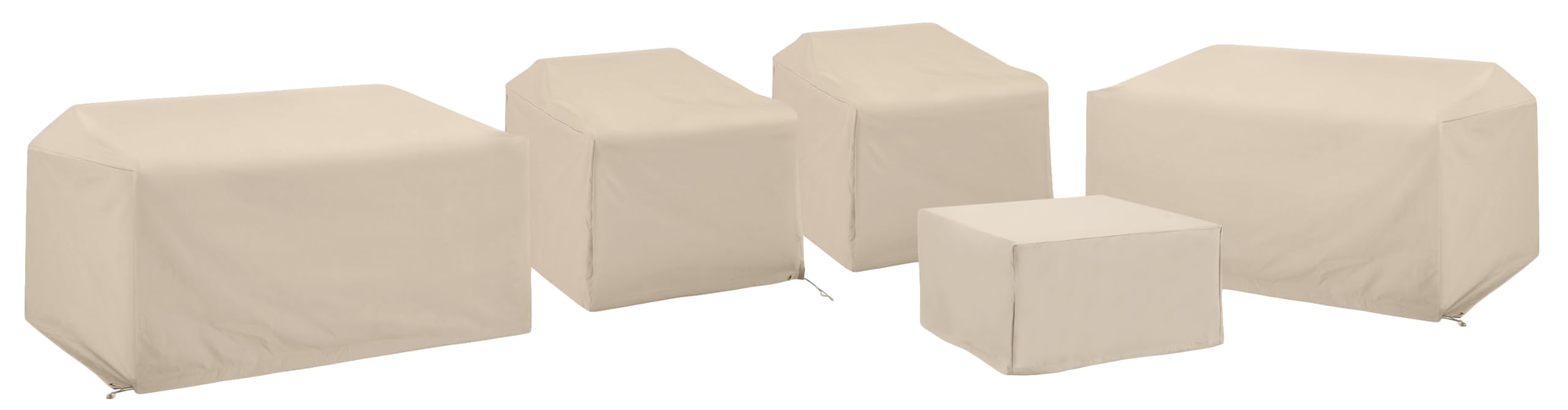 Crosley Furniture Patio Furniture Covers, Waterproof 5-Piece Cover Set for Outdoor Sectional Sofa Sets, Tan