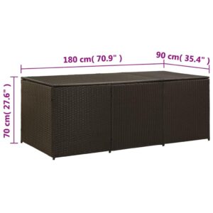 loibinfen Patio Storage Box Deck Storage Box Outdoor Storage Box Indoor Wicker Storage Bin for Patio Furniture Cushions, Pillows, Garden Tools, Poly Rattan Brown, 70.8"x35.4"x29.5" -AA