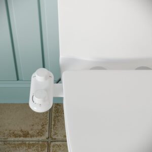 deervalley dv-1b0095 non-electric toilet bidet attachment system with dual nozzles,adjustable water pressure, rear and feminine wash,white