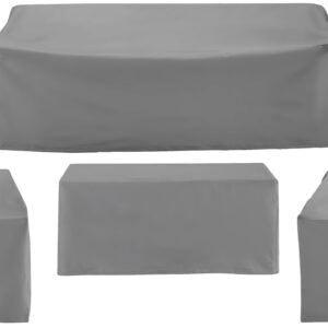 Crosley Furniture Patio Furniture Covers, Waterproof 4-Piece Cover Set for Outdoor Chairs, Sofa, Table, Gray