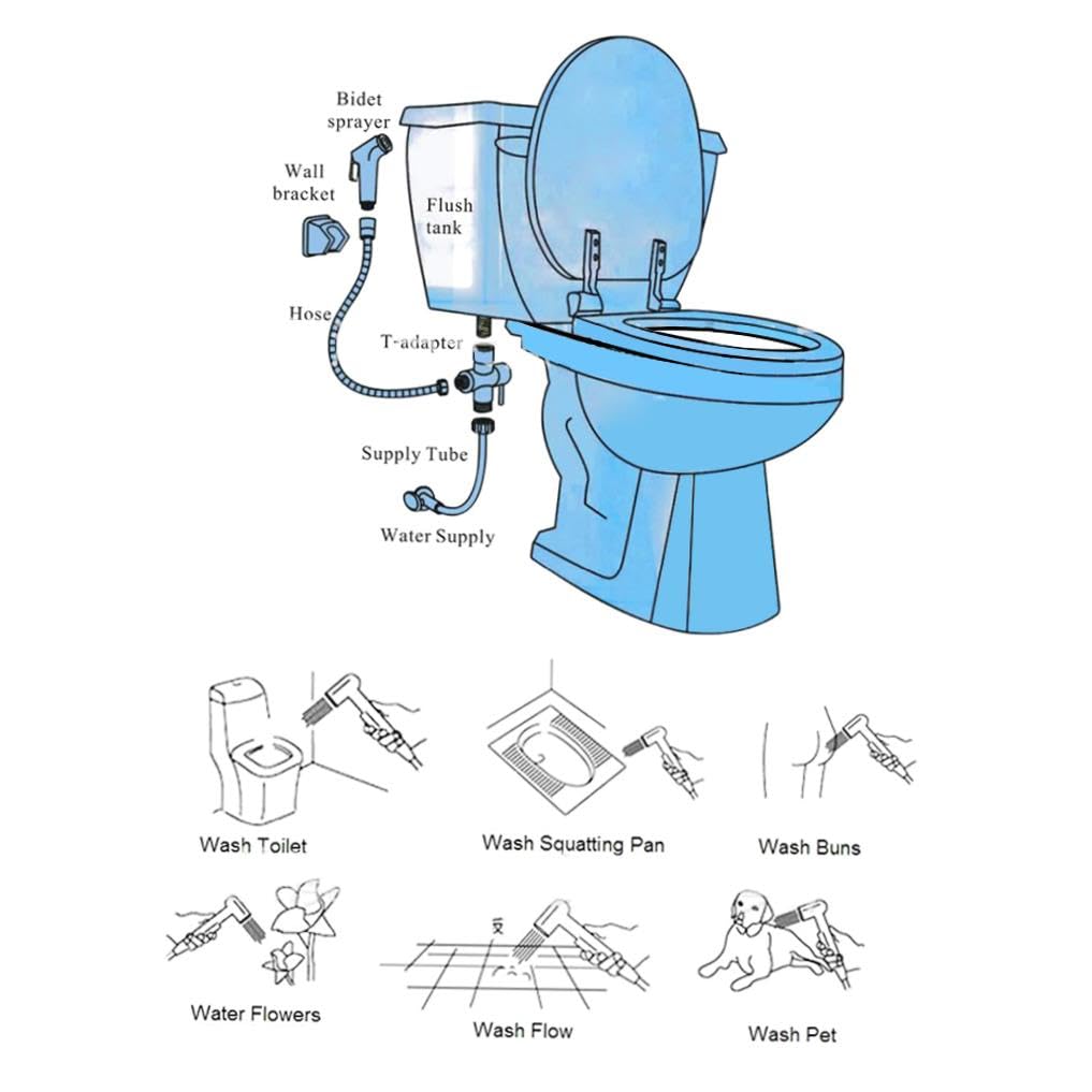 Handheld Bidet Spray Attachment for Toilet - Portable Chrome Plated Shattaf Sprayer with ABS Handheld Shower - Cleans and Refreshes Easy to Install - Personal Solution-size1