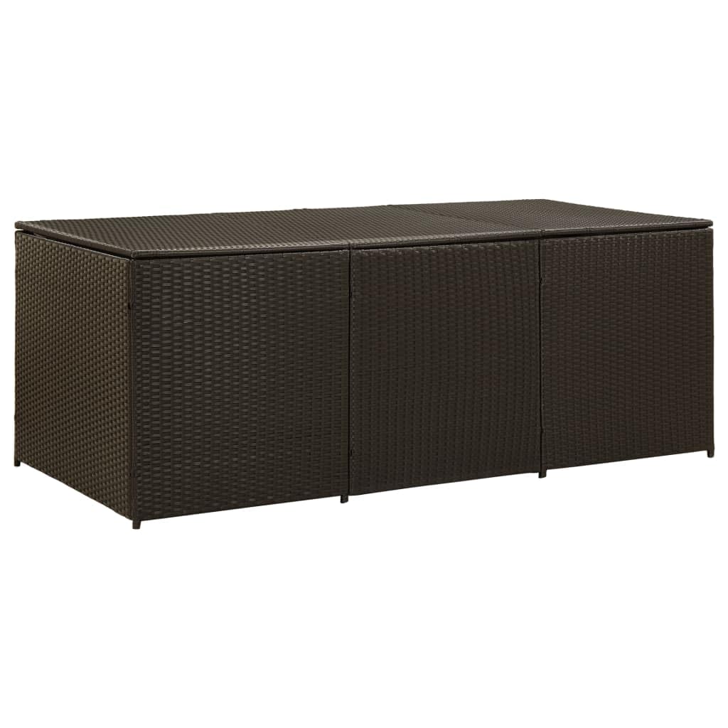 loibinfen Patio Storage Box Deck Storage Box Outdoor Storage Box Indoor Wicker Storage Bin for Patio Furniture Cushions, Pillows, Garden Tools, Poly Rattan Brown, 70.8"x35.4"x29.5" -AA