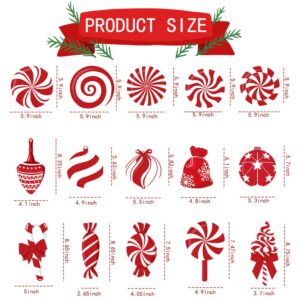 DIYDEC 60pcs Christmas Candy Hanging Swirl Decoration Xmas Candy Ceiling Hanging Streamers Christmas Red White Peppermint Candy Cutouts Ornaments for Christmas Holiday Party Classroom Home Decor