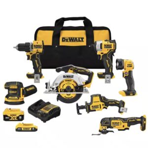 DEWALT DCK700D1P1 20V MAX Cordless 7-Tool Combo Kit with 2Ah Battery, 5Ah Battery, and Charger