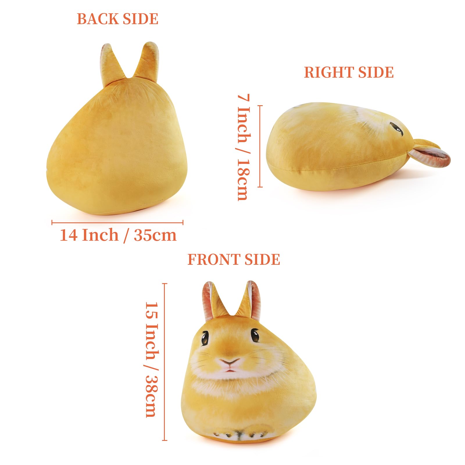 Sew Butiful 15" Easter Bunny Stuffed Animal, Soft Cute Plushies, Kawaii Rabbit Plush Toys, Throw Body Pillow Decoration Doll Gift for Kids Girls Boys(Yellow)