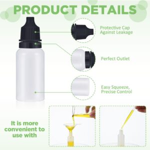 Uiifan 100 Plastic Dropper Bottle Squeezable Liquid Dropper Eye Dropper Bottle with Screw Cap 10 Funnel Dropper for Eye Drop (Black,10 ml)