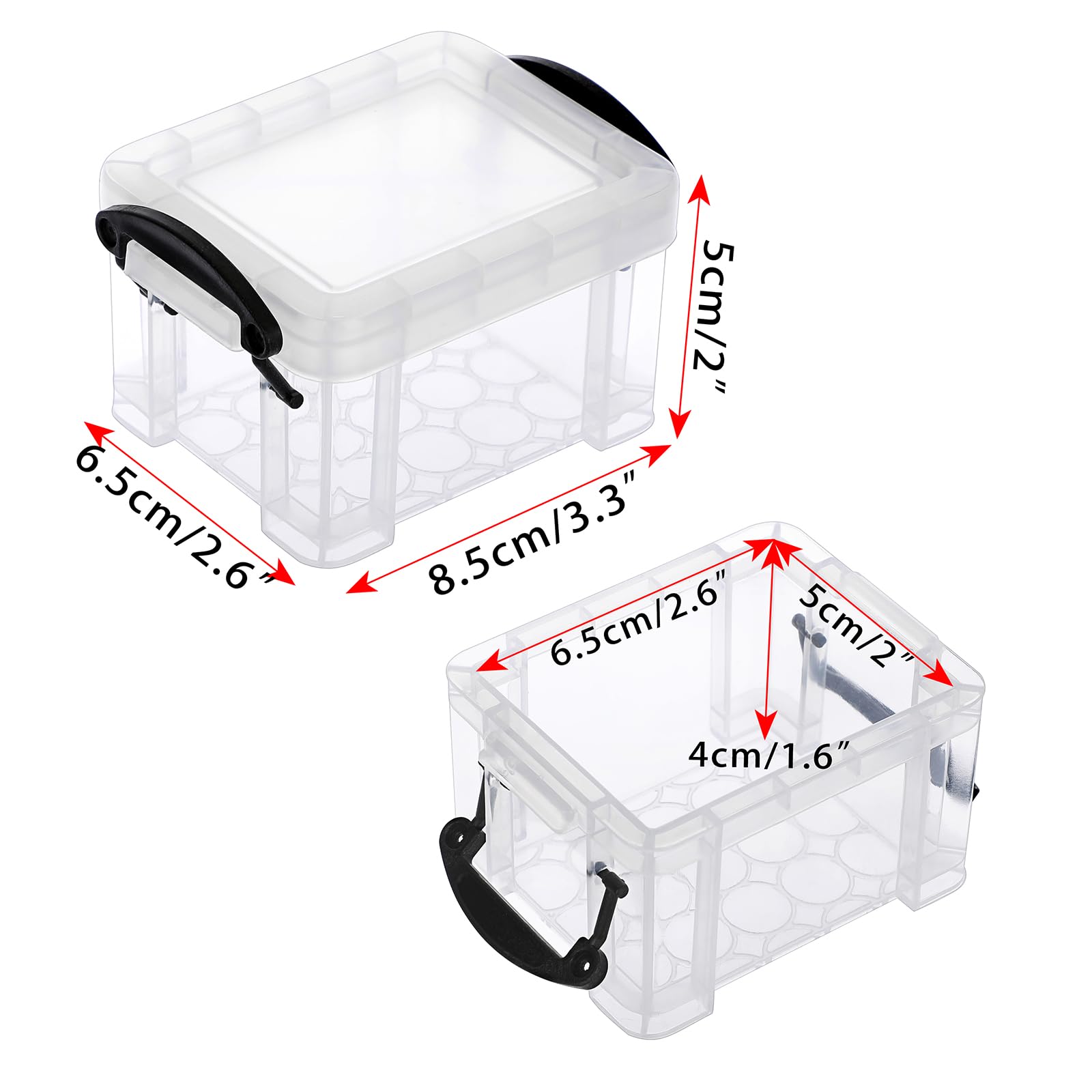 BTSKY 20 Packs Small Storage Bins with Lids Mini Plastic Bead Organizers-3.3Lx2.6Wx2H Inches Stackable Craft Storage Containers Clear Latching Boxes for Beads, Clips, Hairpins and Candy (Black)