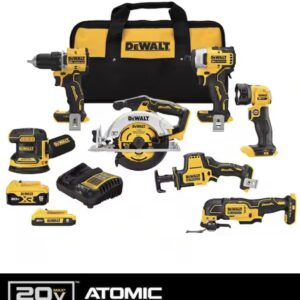 DEWALT DCK700D1P1 20V MAX Cordless 7-Tool Combo Kit with 2Ah Battery, 5Ah Battery, and Charger