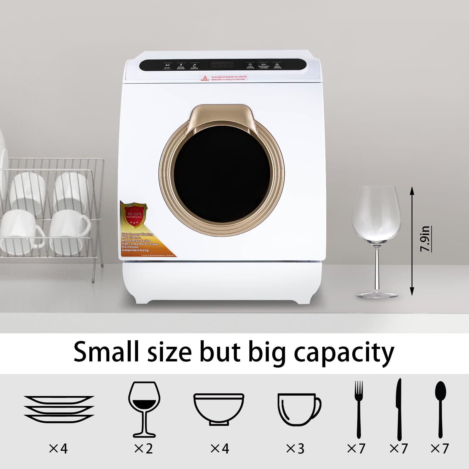 Portable Dishwasher,Countertop Dishwasher,Portable Air-dry Dishwasher with 7L Built-in Water Tank Deep 360° Dual Spray Cleaning Machine Mini Dishwasher for Apartments& RVs