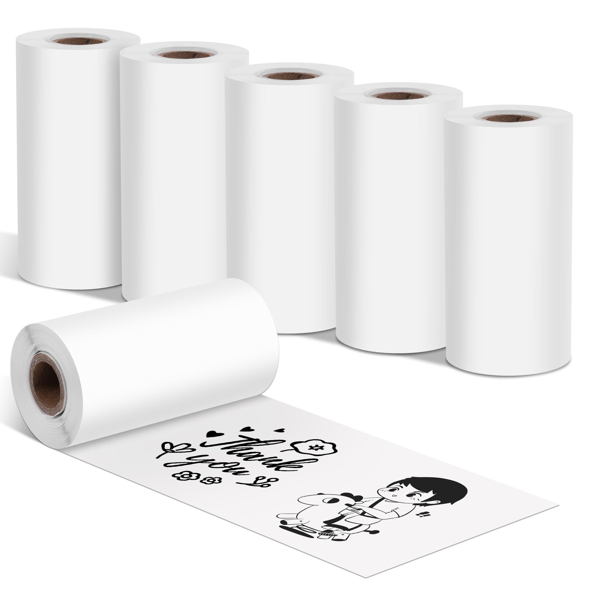 6x Mini Sticker Printer Thermal Printer Paper 57mm x 30mm for PeriPage A6 Portable Pocket Mobile Printer and Other Portable Small Label Maker, Mini Receipt Printer Thermal Paper White Self-Adhesive