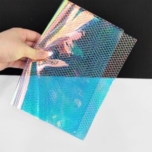 hyang transparent pvc grid super clear holographic vinyl faux leather sheets 1 roll 12" x 53" (30cm x 135cm) for diy bows earrings bags diy crafts making