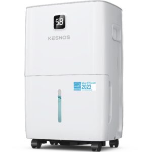 kesnos 80 pints energy star dehumidifier for home & basement with drain hose, front led display and 1.06 gal water tank, ideal for spaces up to 5,500 sq. ft., featuring auto defrost & timer function