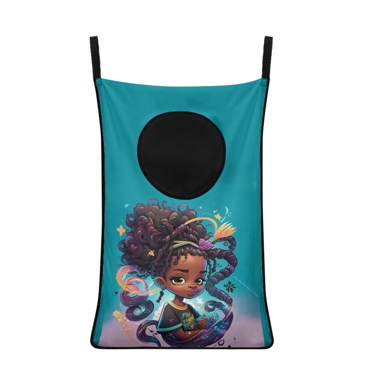 Zanxiantu African Black Girl Hanging Laundry Bag American Afro Women Hanging Laundry Hamper Dirty Clothes Organize Portable Laundry Basket Door Hanging Hamper