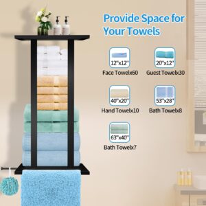 Towel Rack Wall Mounted, 29.5 inch Bathroom Towel Storage Rack with Metal Shelf, Towel Racks for Bathroom Large Towels, Black