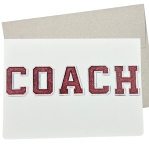 coach thank you card, coach appreciation (7x5 inches and blank inside for all occasions) for soccer, baseball, football, dance, and field hockey - 273