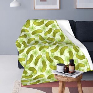 New Dill Pickles Throw Blankets Flannel Blanket Pickles Blanket Soft Bed Throw Blanket Luxurious Warm Cozy Throw Blanket All-Season for Couch Sofa Bed for Adults Kids Boys Teens Gift 50"x40"