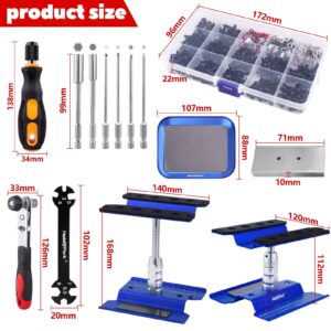 HobbyPark RC Car Work Stand 360 Degree Rotation, 620pcs RC Screw Kit w/Tray & RC Screwdrivers Repair Tool Set for Traxxas Arrma 1/8 1/10 1/12 1/16 RC Crawler Truck Buggy Touring Car