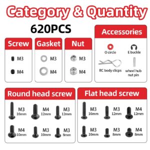 HobbyPark RC Car Work Stand 360 Degree Rotation, 620pcs RC Screw Kit w/Tray & RC Screwdrivers Repair Tool Set for Traxxas Arrma 1/8 1/10 1/12 1/16 RC Crawler Truck Buggy Touring Car