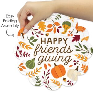 Big Dot of Happiness Fall Friends Thanksgiving - Friendsgiving Party Round Table Decorations - Paper Chargers - Place Setting For 12