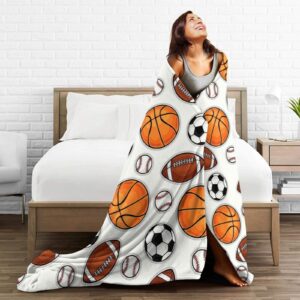 Fuzawet Sports Decor Ball Blanket Basketball Baseball Football Soccer Throw Blanket Warm Cozy Fleece Sports Gifts Blanket for Boys Girls Kids Teens Fans 40"X50"