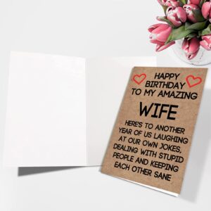 Ziwenhu Rude Wife Birthday Card from Husband, Best Gift for My Wife Birthday, Happy Wife Birthday Gift Ideas for Her, Humor Birthday Gifts for Wife