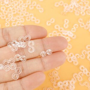 QONCV S Clips, 500 Pieces Boxed, Clear, Loom Rubber Band Clips, Plastic Band Clips, Bracelets DIY Making Refill Kit, Connectors Refills, Loom Bracelets DIY Handicrafts, Exquisite Gadgets.