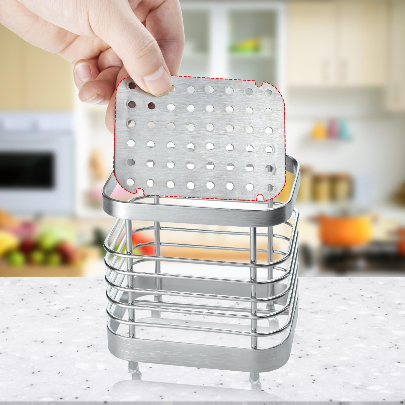 IWNTWY Utensil Holder, Stainless Steel Utensil Drying Rack with Detachable Base, Dish Drainer for Kitchen Counter, Silverware Cutlery Flatware Holder Forks, Knives, Spoons, Chopsticks Organizer