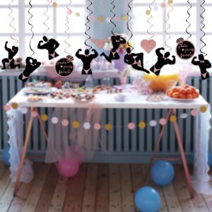 Bachelorette Party Decorations 24pcs Hanging Swirls Decorations Bachelor Party Streamers Funny Male Bridal Shower Party Supplies Bride Party Ceiling Decor Banner Supplies