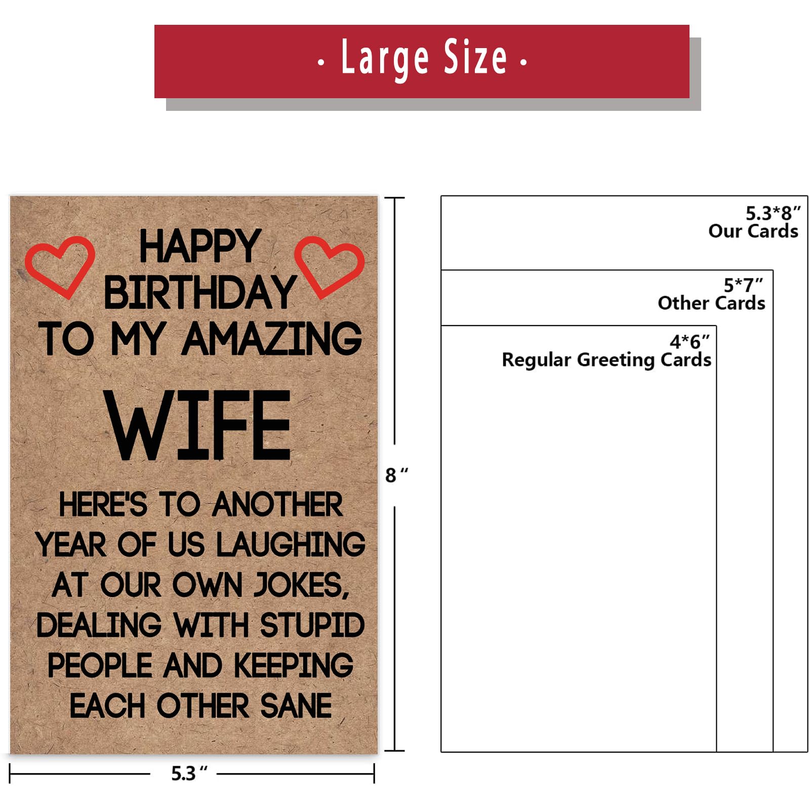 Ziwenhu Rude Wife Birthday Card from Husband, Best Gift for My Wife Birthday, Happy Wife Birthday Gift Ideas for Her, Humor Birthday Gifts for Wife