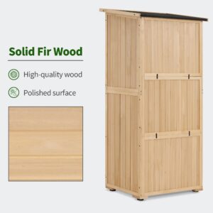 MCombo Wood Sheds & Outdoor Storage, Garden Tool Shed with Lock, Wooden Outdoor Storage Cabinet with Double Doors for Patio 1628 (Medium)