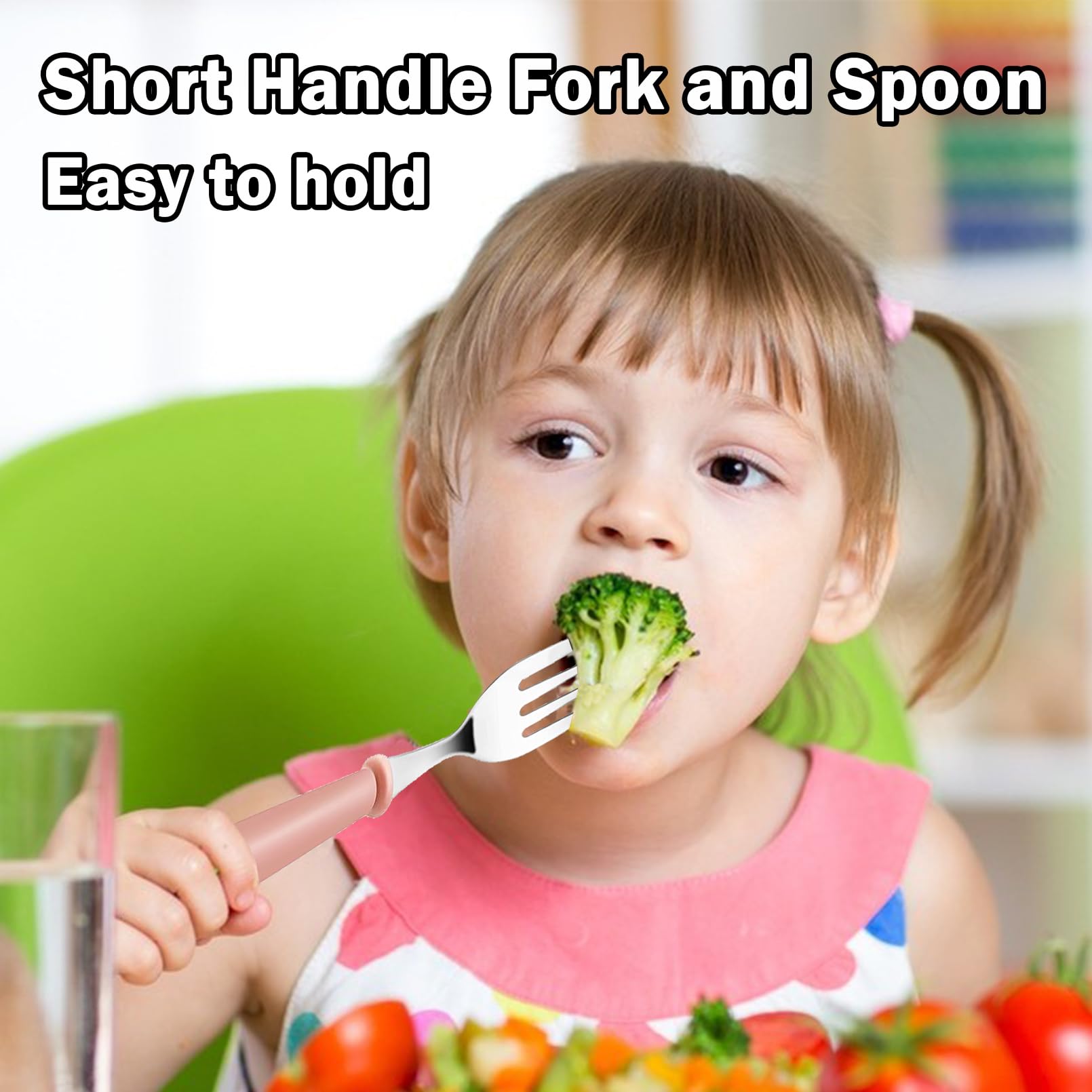 xlehoely 12 Pieces Toddler Utensils,Stainless Steel Baby Forks and Spoons Silverware Set,Kids Silverware Set Children's Cutlery Set with Round Handle,Toddler Flatware Fork Spoon Set,Dishwasher Safe