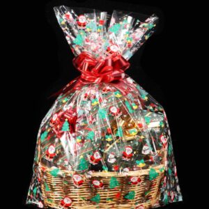 shareluck 24" x 30" Christmas Cellophane Bags for Gift Baskets - 2.5MIl Thicker Clear Basktes bags Large- Cello Bags (10 Pcs)