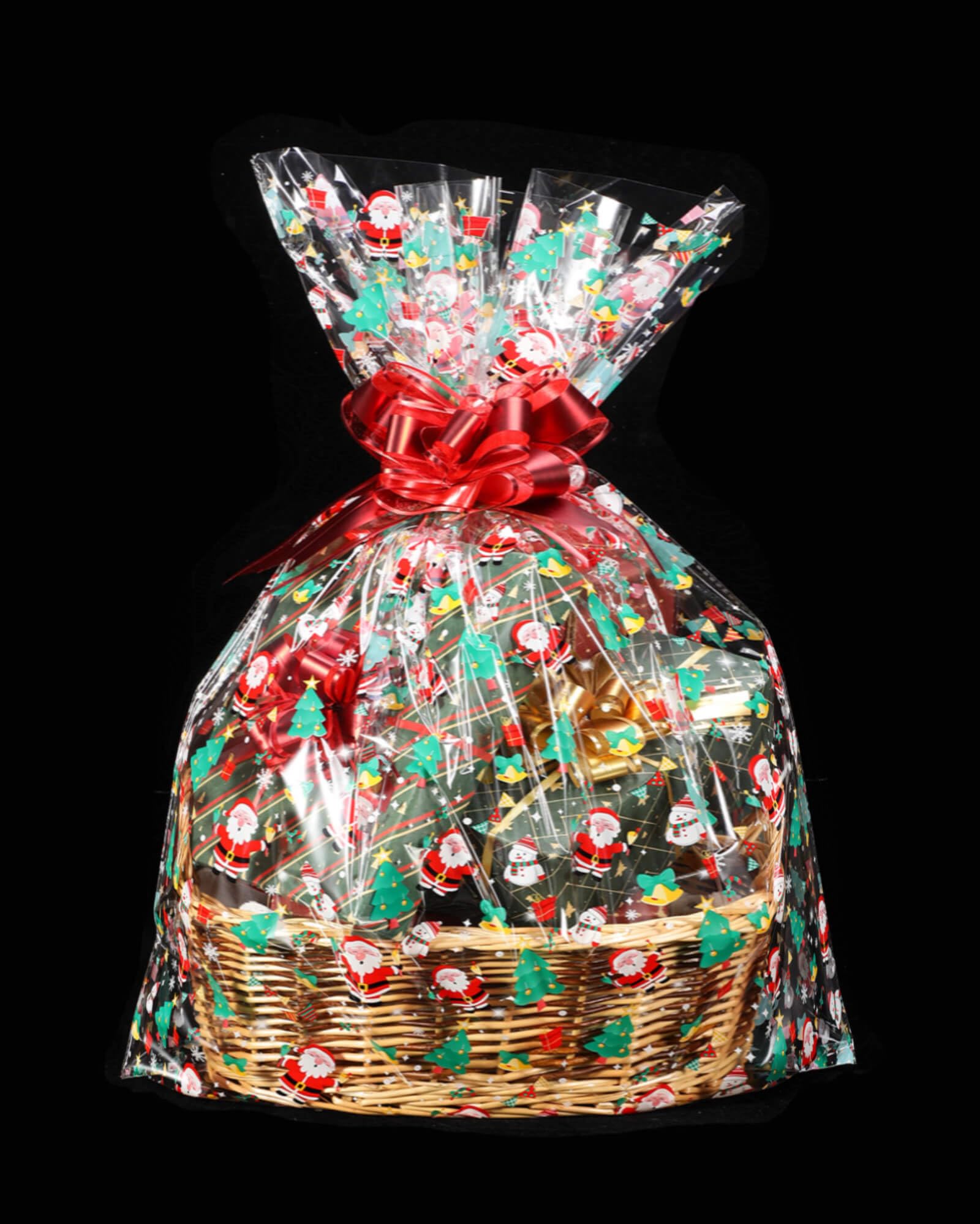 shareluck 24" x 30" Christmas Cellophane Bags for Gift Baskets - 2.5MIl Thicker Clear Basktes bags Large- Cello Bags (10 Pcs)