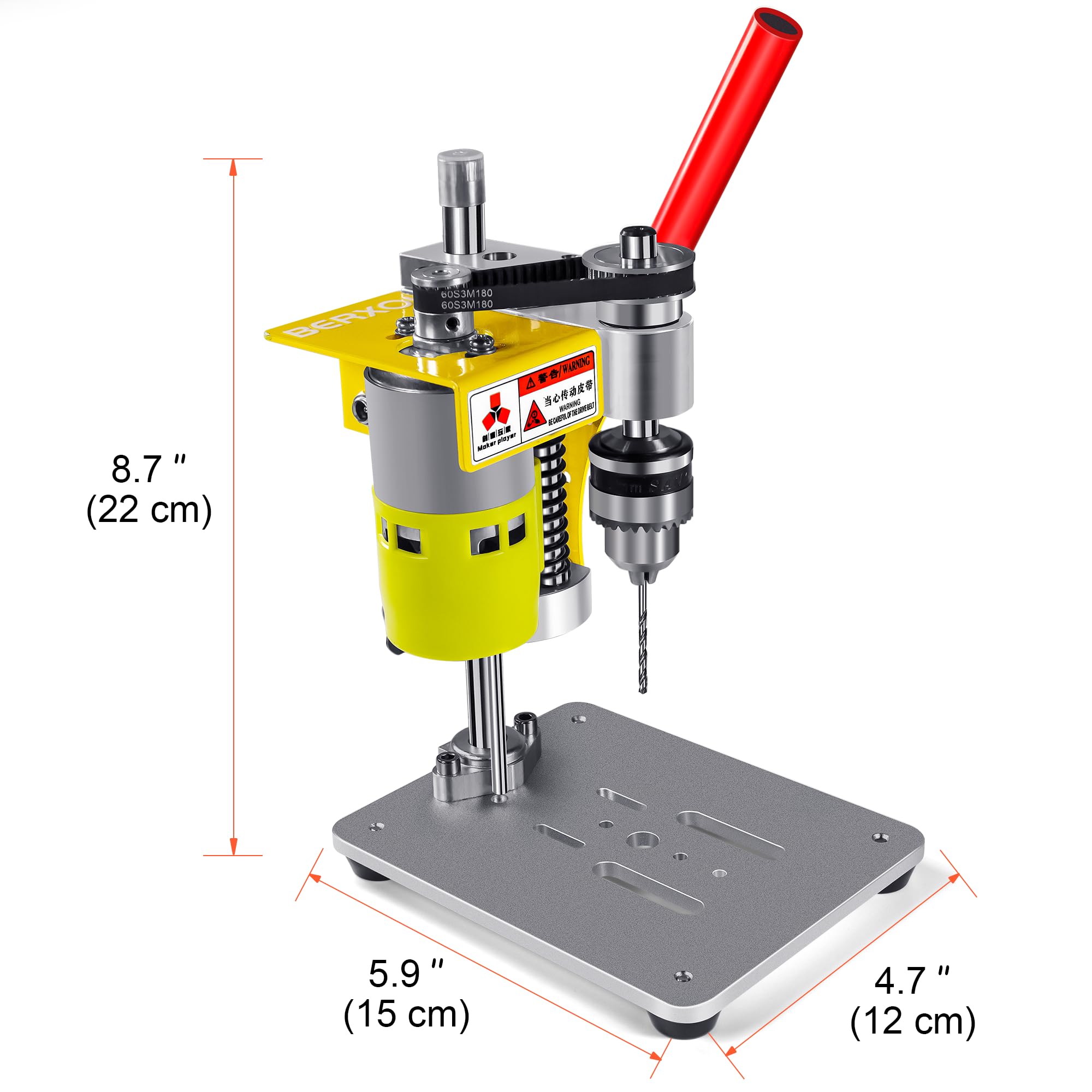 BERXOL Mini Drill Press, Benchtop Drill Press, Portable Electric Drilling Machine, CNC 795 Motor, B10 Chuck, Drill Bit and Clamp for Metal Wooden Jewelry DIY and Crafts Projects