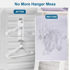 EASTTOWEST Magnetic Hanger Organizer Stacker,Clothes Hanger Storage Rack,Hanger Holder for Closet Laundry Room Washing Machine,White