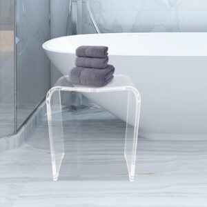 EurHomePlus Acrylic Shower Bench for Inside Shower, Clear Foot Stool Bath Chair Seat for ren and Adults Relaxing, Auxiliary Stool in The Kitchen and Bedroom for Sauna Weight Capacity 300Lbs