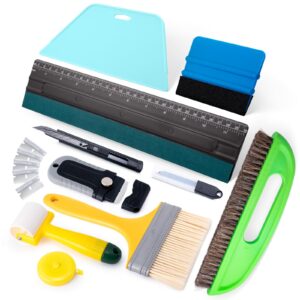 foshio wallpaper smoothing tool kit, wallpaper smoothing brush, seam roller, paste brush, wallpaper scraper tool, wallpaper tools for peel and stick, contact paper, vinyl, window film application kit