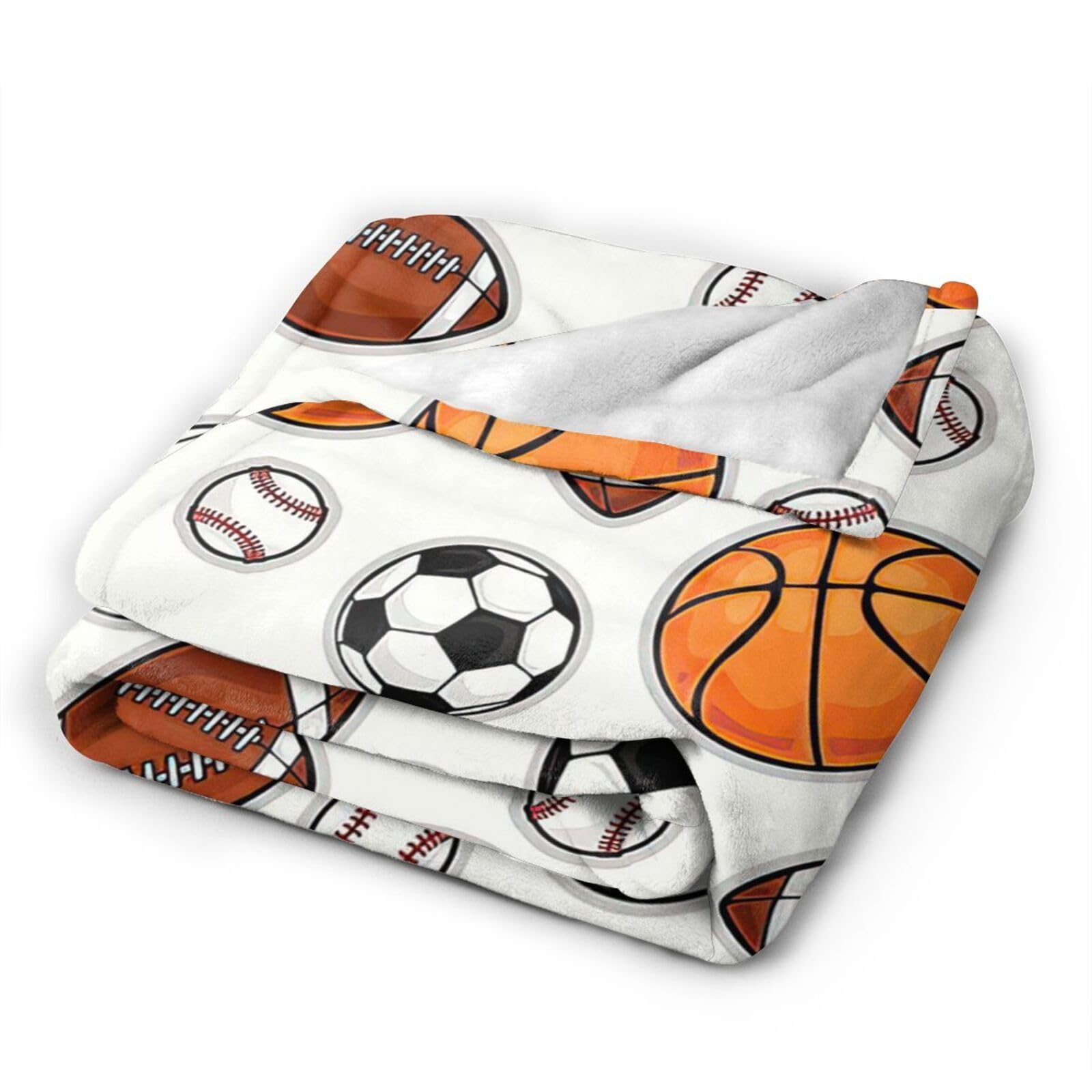 Fuzawet Sports Decor Ball Blanket Basketball Baseball Football Soccer Throw Blanket Warm Cozy Fleece Sports Gifts Blanket for Boys Girls Kids Teens Fans 40"X50"