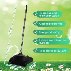 Maxcheck 12 Pcs 37 Inch Lobby Dust Pan Bulk Upright Lobby Dust Pan Plastic Commercial Dustpan with Long Handle Upright Standing Dustpan Heavy Duty for Lobby Office Home Indoor Outdoor Use (Black)