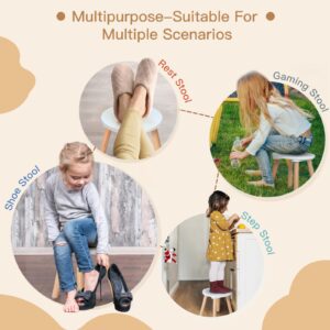 Frogprin 1 Pack Wooden Step Stool for Kids, Kids Chairs Perfect Matched Sensory Table, Multi-Purpose Sitting Stool 10 in Children's Stool for Bathroom Kitchen & Bedroom, Stable Natural Anti-Slip