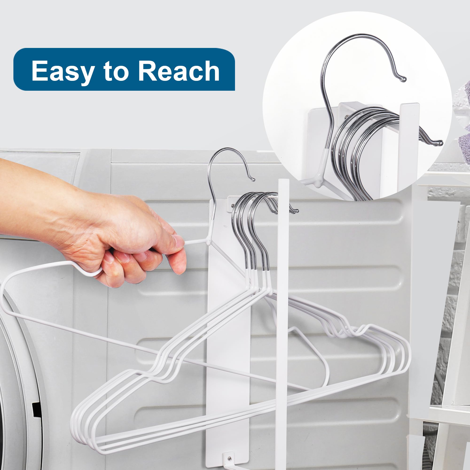 EASTTOWEST Magnetic Hanger Organizer Stacker,Clothes Hanger Storage Rack,Hanger Holder for Closet Laundry Room Washing Machine,White