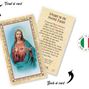 Sacred Heart Cards - with The Lord's Prayer Card - 5 Laminated Sacred Heart Prayer Card for Daily Praying - Catholic Gold Stamped Holy Cards Set, 6 Items