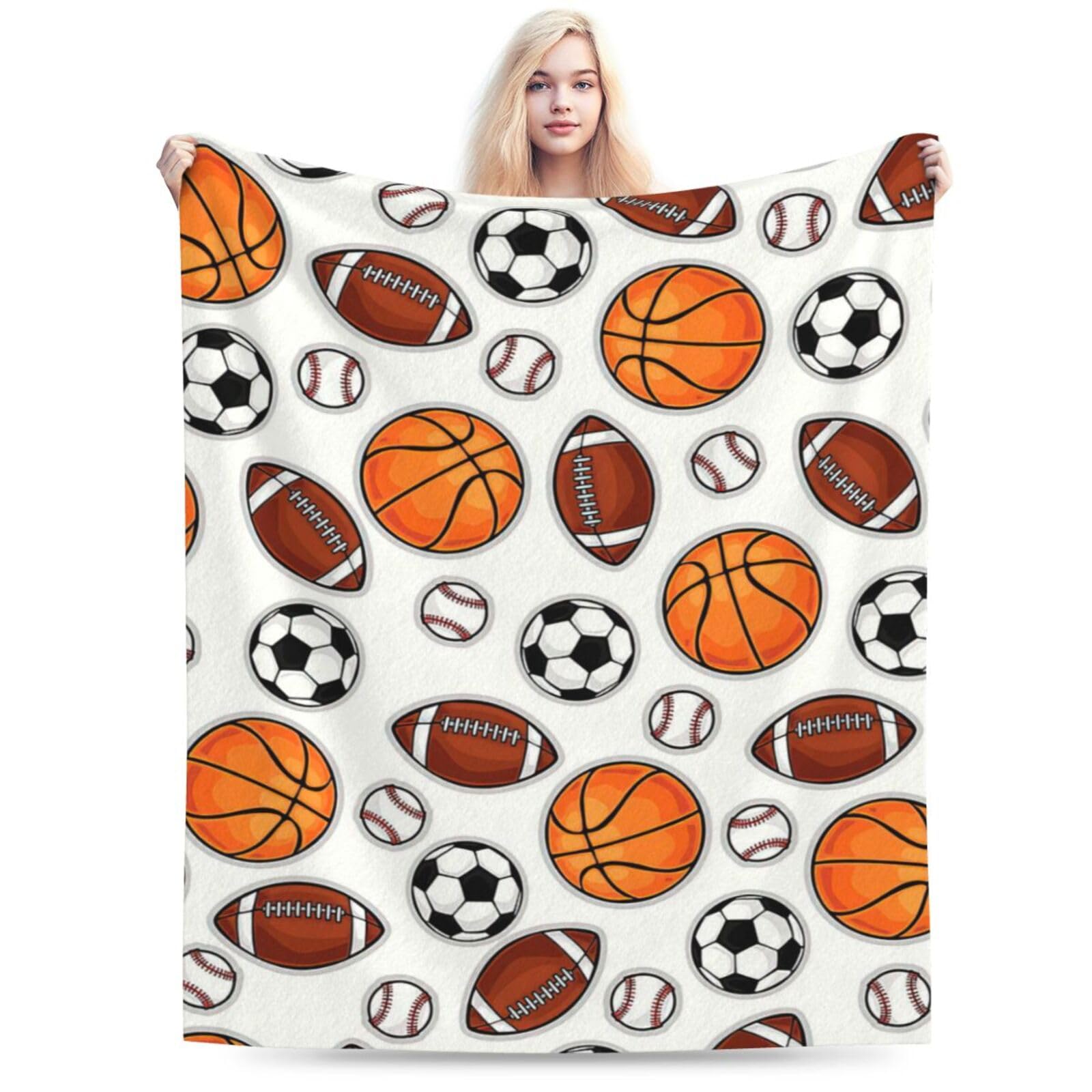 Fuzawet Sports Decor Ball Blanket Basketball Baseball Football Soccer Throw Blanket Warm Cozy Fleece Sports Gifts Blanket for Boys Girls Kids Teens Fans 40"X50"