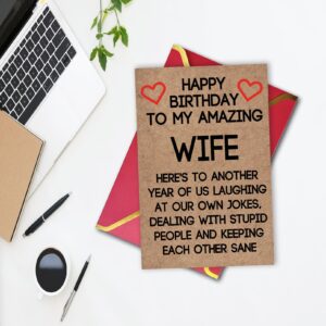 Ziwenhu Rude Wife Birthday Card from Husband, Best Gift for My Wife Birthday, Happy Wife Birthday Gift Ideas for Her, Humor Birthday Gifts for Wife